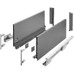 MS Beschläge Push to Open Schubladensystem Schubkasten-Set Vollauszug Anthrazit 550mm 200mm
