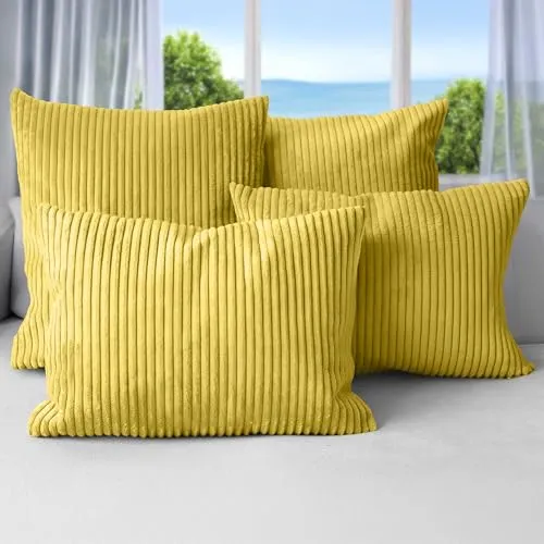 Amilian Dekokissen 4er Set mit Füllung – Sofakissen Set 2x 45x45 cm & 2x 35x45 cm