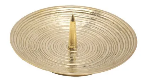 Kerzenteller Spiral Design Messing Gold mit Dorn für bis Ø 12 cm Kerzen