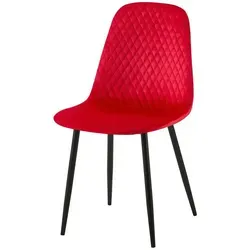 CLP Stuhl Giverny Samt/Rot - Bequeme Sitzgelegenheit - Stühle mit modernem Design und pflegeleichtem Samtbezug, ideal für stilvolle Wohnräume. Genießen Sie optimalen Komfort dank ergonomischer Rückenlehne und stabiler Metallkonstruktion.