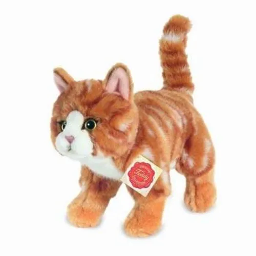 Teddy-HERMANN Plüsch Katze stehend rotgetigert 20cm - Kuschelweiches Plüschspielzeug für Kinder, 20 cm groß und waschbar bei 30°C - ideal für endlose Kuschelmomente!