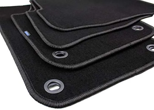 kfz-premiumteile24 Fußmatten kompatibel mit Polo 9N Baujahr 2002-2009 Velours Automatten Stoffmatten Premium Qualität 4-teilig schwarz mit Drehknebel