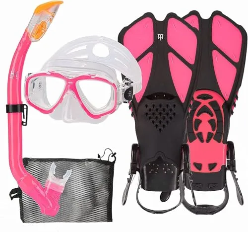 HH HHAO SPORT Schnorchelset für Kinder - Schnorchelsets mit Dry Top-Schnorchel für ein sicheres Schnorchelerlebnis und bequemen Silikonmasken, ideal für kleine Entdecker im Wasser.