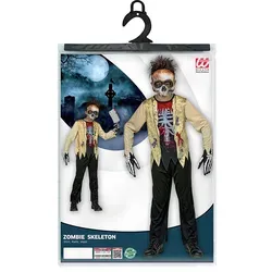 W WIDMANN MILANO Kinderkostüm Zombie Skelett - 3-teiliges Horror-Kostümset mit blutiger Knochen-Optik und unheimlicher Totenkopfmaske – perfekt für Halloween und Karneval!