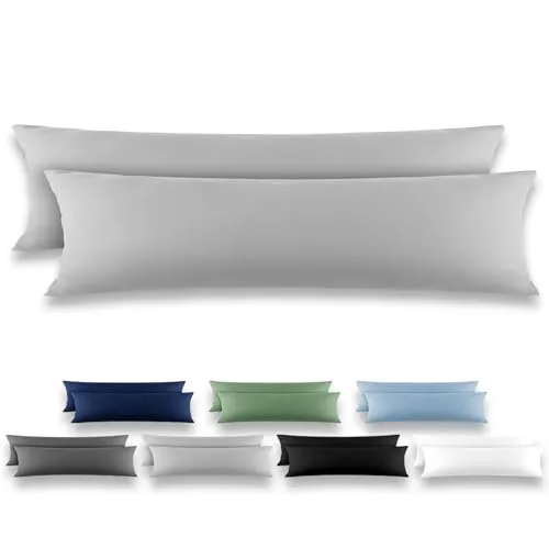 REDKEY Seitenschläferkissen Bezug 40x145 cm 2er Set Kopfkissenbezug - Mikrofaser Kissenhülle für Kissen, Kopfkissenbezüge mit Laschenvershluss, 40 x 145 Kissenbezug Hellgrau