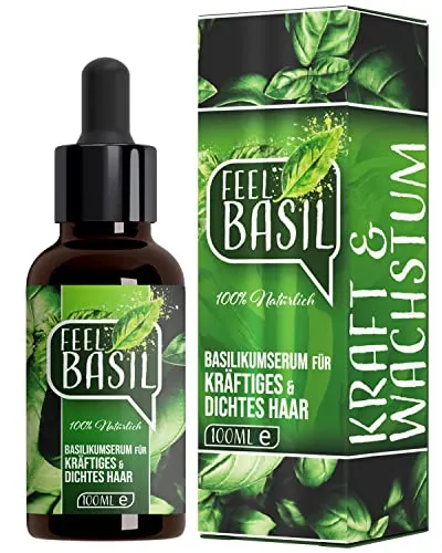 ADEMA NATURAL® Feel Basil Haarwachstum Serum - Haarwurzeln stärken, dichtes Haar mit natürlichem Rizinusöl & Basilikum – Hair Growth VEGAN Oil 100 ML