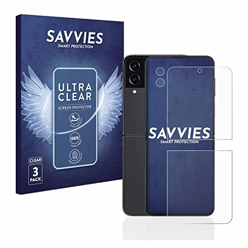 Savvies 6 Stück Schutzfolie für Samsung Galaxy Z Flip 4 (Display+Kamera) Displayschutz-Folie Ultra-Transparent