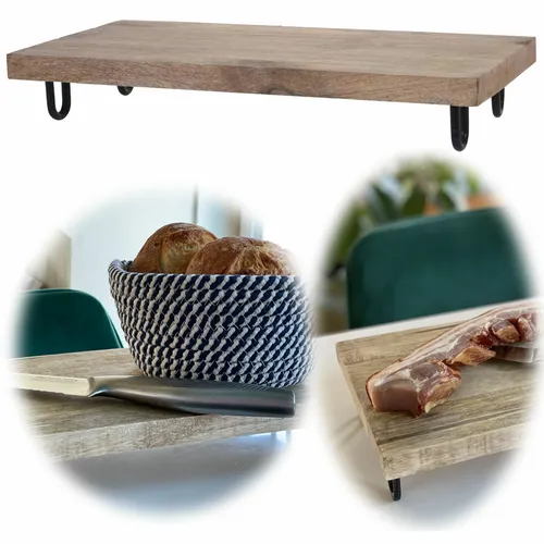 Vintage Mango Holz Serviertablett 39x19cm Braun Deko-Tablett Servierplatte Tisch