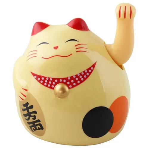 Superfreak Glückskatze - Maneki-Neko - rundliche Winkekatze 11 cm - beige