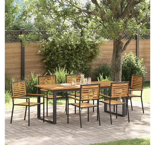 furnicato Garten-Essgruppe Modernes Gartenset aus Echtholz Schwarz 200x90x75 cm mit 8 Stühlen - Elegantes Gartenset für gesellige Runden. Robust aus Echtholz gefertigt, vereint es Stil und Funktionalität. Die stapelbaren Stühle bieten Flexibilität und eine platzsparende Lösung für Ihren Außenbereich.