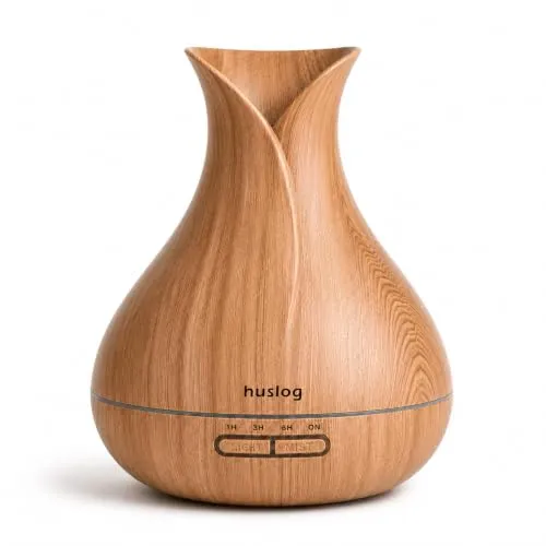 Huslog Aroma Diffuser 280 ml, Diffuser für ätherische Öle, Ultraschall Aromatherapie Diffusor, Luftbefeuchter mit 7 LED Farben, Timer, Abschaltautomatik, leise, für Zuhause, Büro, Yoga