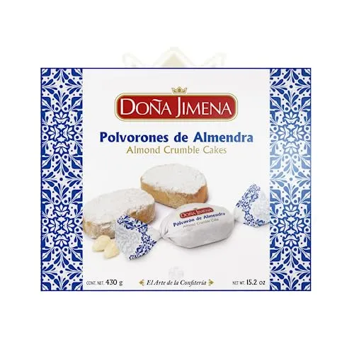 DOÑA JIMENA – Mandel-Polvorones, höchste Qualität, typisches Weihnachtssüßgebäck, handwerklich hergestelltes Rezept, 430 g