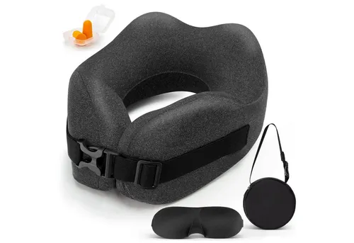 ibettertec Nackenstützkissen Nackenkissen flugzeug, Kopfkissen Nackenstützkissen, reisekissen, Füllung: Memoryschaum, Geeignet für Personen ab 60 kg., Faltbare Lagerung