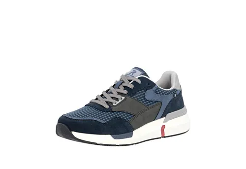 RIEKER SPORT Sneaker für Herren, Gr. 46, blau-grau - Sportliche Sneaker aus Velours- und Nubukleder mit rutschhemmender Gummisohle und gepolsterter Soft-Einlage für höchsten Tragekomfort.