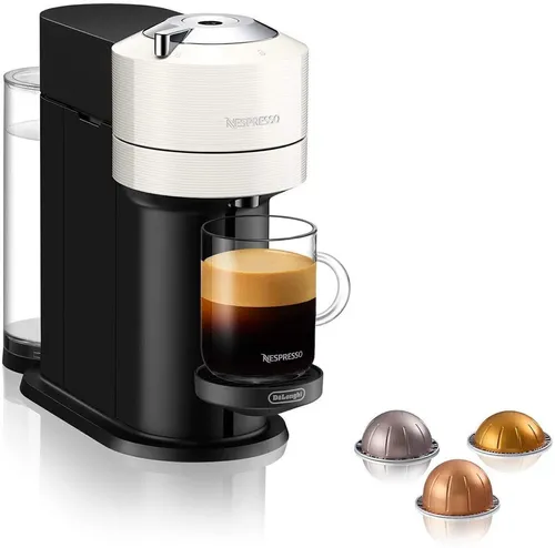Nespresso De'Longhi ENV 120.W Vertuo Next - 1-Tassen-Kaffeemaschine mit 6 voreingestellten Tassengrößen und automatischer Barcode-Erkennung für perfekten Kaffee auf Knopfdruck.