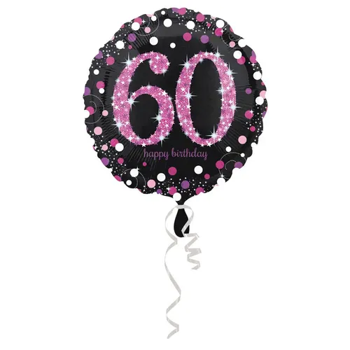 Standard Pink Celebration 60 Folienballon, rund, S55, verpackt, 43 cm