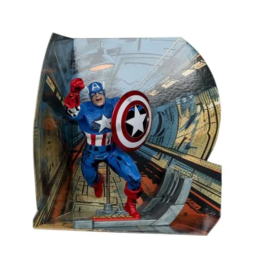 McFarlane Toys - Marvel Captain America Sammlerstück 1:10 - Actionfigur im Maßstab 1:10, inspiriert von Captain America #100, inklusive Kunstkarte und beeindruckender Szene – ideal für Sammler und Marvel-Fans.