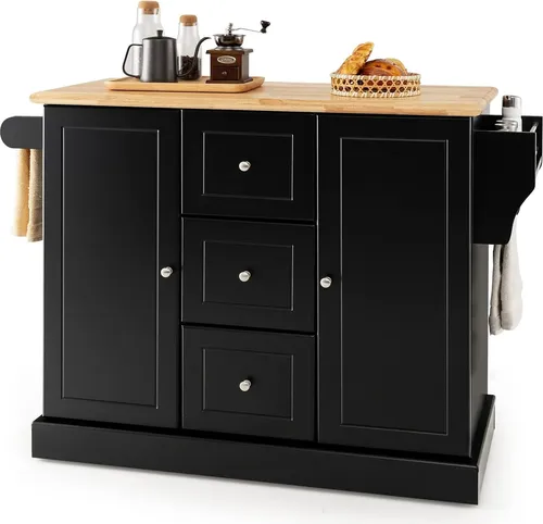 Kücheninseln & Küchenwagen Schwarz von Costway