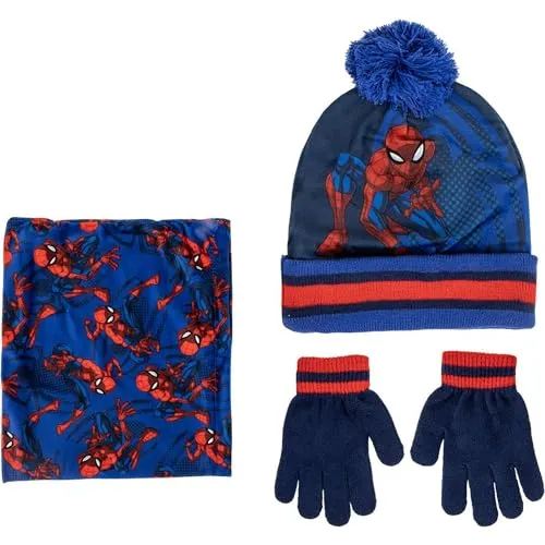 CERDÁ LIFE'S LITTLE MOMENTS Spiderman-Hut, Strickmütze und Höschen, bequem und praktisch, ideal für den Tag, 3-teilig, mehrfarbig, Einheitsgröße für Kinder, bunt, One size