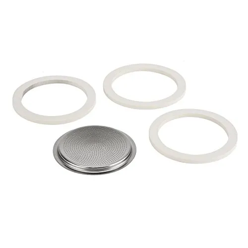 Bialetti Dichtung für Espressokocher 6 Tassen 3 x Dichtungen + Sieb