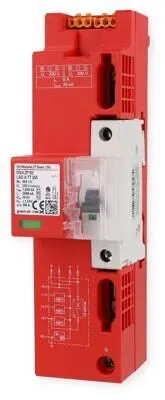 DEHN Kombi-Ableiter DSHZPB2LSGATT255 - Überspannungsschutz Typ 1, 2 und 3 für TT- und TN-S-Systeme, inklusive plombierbarem Leitungsschutzschalter und einfacher Verdrahtung für intelligente Messsysteme.