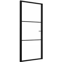 vidaXL Innentür ESG Glas und Aluminium 102,5x201,5 cm Schwarz - Moderne Innentür aus Hartglas und stabilen Aluminiumrahmen, ideal für stilvolle Raumübergänge und natürliches Licht. Robust und langlebig, perfekt für zeitgemäße Interieurs.