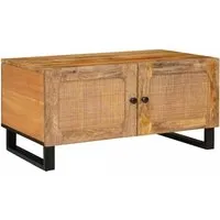 vidaXL Couchtisch Natur aus Massivholz Mango – 80 x 50 x 40 cm - Eleganter Couchtisch aus massivem Mangoholz mit 2 praktischen Staufächern. Ideal für Wohnzimmer, vereint Stil und Funktionalität und bietet viel Platz für Bücher und Deko.