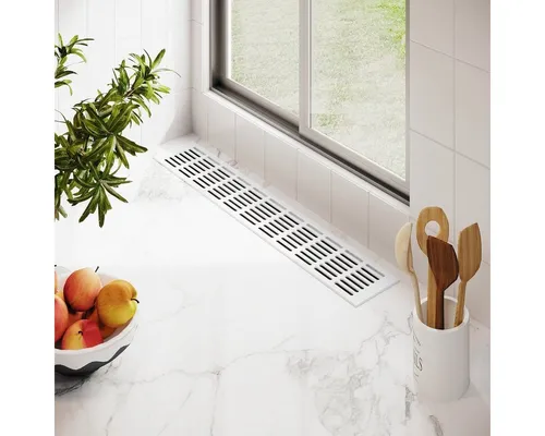 MS Beschläge Lüftungsgitter 100 x 1200 mm Weiß RAL 9016 - Lüftungsgitter aus Aluminium für optimale Luftzirkulation, pulverbeschichtet in Weiß RAL 9016, flexibel einsetzbar und langlebig.