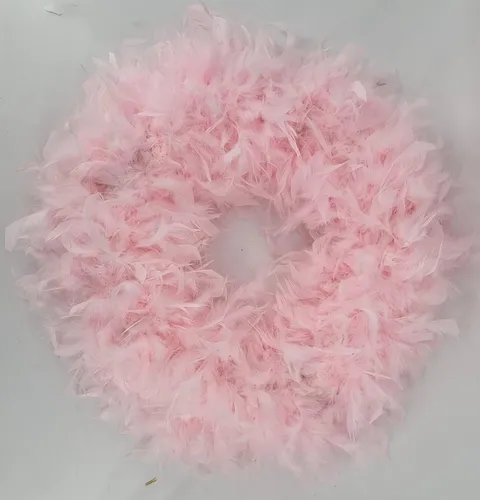 Federkranz Dekokranz FEDERN rosa 50-55cm - Moderner Kranz aus weichen Federn in zartem Rosa, perfekt für stilvolle Dekorationen und kreative Anlässe.