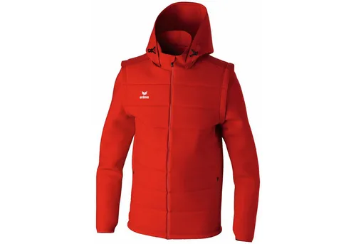Erima Unisex TEAM Jacke mit abnehmbaren Ärmeln, rot, XXL - Funktionsjacke mit leicht wattiertem Material, abnehmbaren Ärmeln und gefütterter Kapuze – ideal für Sport und Freizeit.