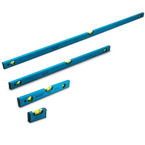 Bituxx Richtwaage Wasserwaage Magnetisch 10+40+100+150cm - Wasserwaagen aus robustem Aluminium mit 3 Libellen, ideal für präzise Messungen und vielseitige Anwendungen im Bauwesen.