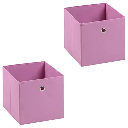 IDIMEX Stoffbox ELA, praktische Faltbox im 2er Pack, schöne Aufbewahrungsbox faltbar, einfacher Einschubkorb in rosa