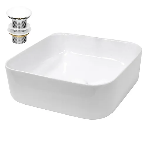 LuxeBath Aufsatzwaschbecken Eckig 39x39 cm, Weiß