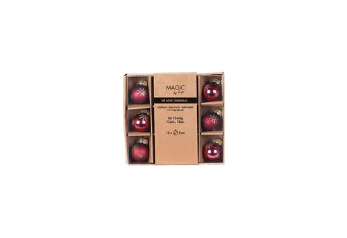 MAGIC by Inge Weihnachtsbaumkugel, Weihnachtskugeln Glas 2cm Schneeflocken Motiv 12er Set Smooth Port