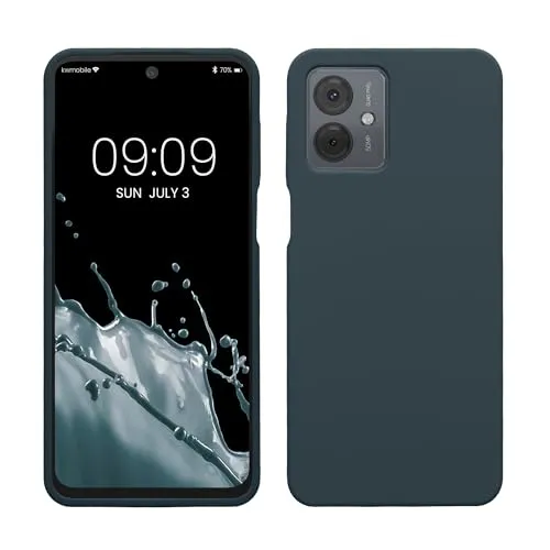 kwmobile Handyhülle für Motorola Moto G14 Hülle - Case Silikon - Kabelloses Laden - Schutzhülle Cover in Dunkler Schiefer