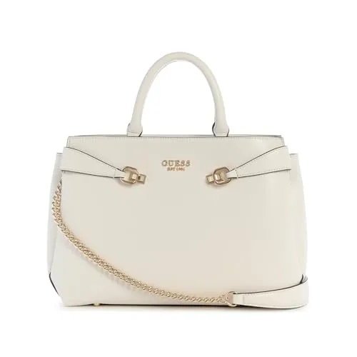 GUESS Lorelei Girlfriend Satchel Bone - Damen-Henkeltaschen, elegante Umhängetasche mit Schulterriemen und ausreichend Platz für Essentials, ideal für den Alltag.