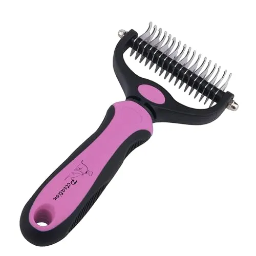 Petsation® [Das Original Unterwollbürste Hundebürste Katzenbürste für langhaar Unterwollkamm entfernt Unterwolle & Verfilzungen Massageffekt & Deckhaarschutz Fellbürste (M (7 cm Breit), Rosa)