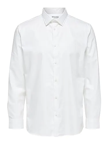 Selected Homme Herren Freizeithemd SLHREGETHAN - Regular Fit Weiß - Herren-Freizeithemden aus 100% Baumwolle, modisch und bequem für jeden Anlass – ideal für den stilbewussten Mann.