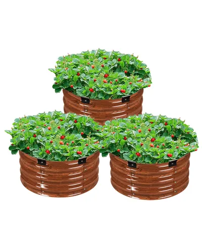 VEVOR Hochbeet Pflanzbeet 3er-Set 590x265mm - Körbe, Blumentöpfe, -kästen & Untersetzer, robust aus Alu-Zink-beschichteter Platte für langlebigen Einsatz im Garten.