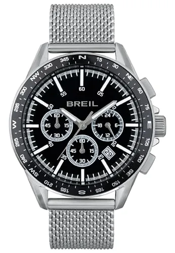 Breil Uhr Herren Rugged Ziffernblatt SCHWARZ Bewegung Chrono Quartz e MESH Stahl Silber TW1891