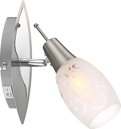 Strahler nickel matt, chrom, opal satiniert mit Muster, Schalter, BxH:155x200, exkl. 1xE14 40W 230V