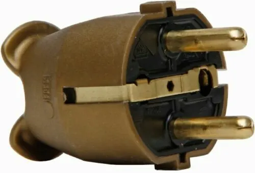 Schuko Stecker gold 1757.0700.5 230-250V 3x1,5mm Leuchtenreparatur GERMANY! 0004