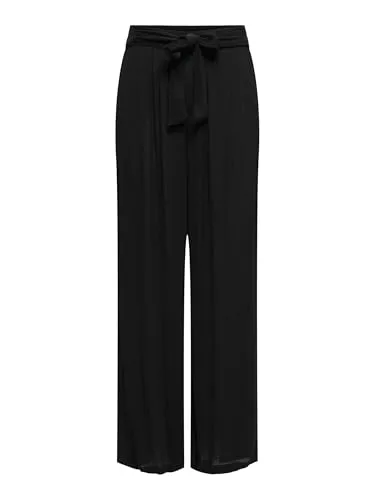 ONLY Stoffhose in Schwarz - M - Nachhaltige Stoffhose aus 100% LENZINGTM ECOVEROTM Viscose mit elastischem Bund und abnehmbarem Gürtel, perfekt für einen lässigen Look.