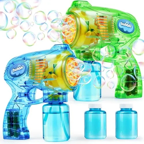 JOYIN (2 * 148 ml) 2 Seifenblasenpistole für Kinder mit Seifenblasenflüssigkeit, Seifenblasengebläse für Seifenblasen Party Geschenke, Geburtstag, Outdoor Indoor Aktivität, Sommer Spielzeug，Ostern
