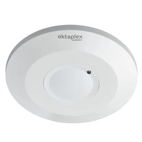 Oktaplex Bewegungsmelder HF-Sensor 360° Radar - Deckenmontage - Hochfrequenter Deckenbewegungsmelder mit 360° Erfassungswinkel, ideal für unauffällige Montage. Einstellbare Reichweite bis 15 Meter und Dämmerungssensor für flexible Lichtverhältnisse.