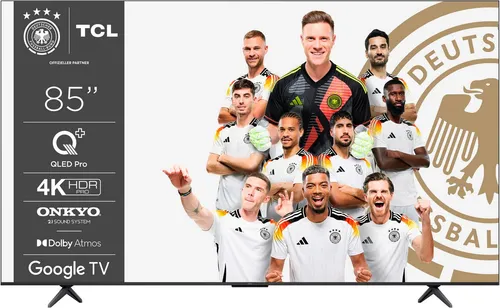 TCL 85C61BX1 QLED-Fernseher 85 Zoll - Fernseher mit 4K Ultra HD und Google TV, bietet beeindruckende Bildqualität durch Dolby Vision und Quantum Dot Technologie.