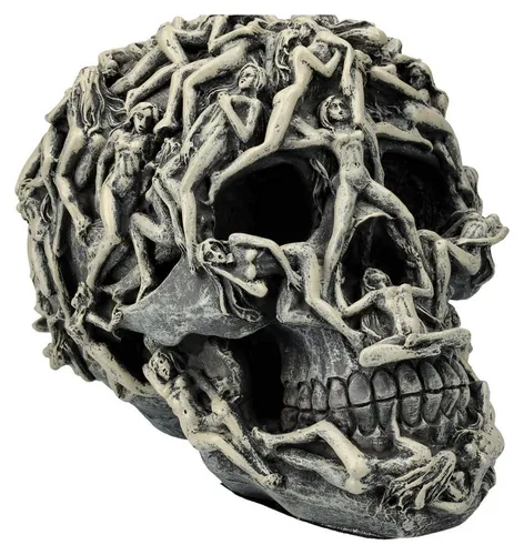 Figuren Shop Dekofigur Totenkopf mit Frauenkörper - Hells Desire Light Edition - Bunte Gothic Dekofigur aus Kunststein, ideal als Geschenk oder für besondere Anlässe. Maße: 12,5 x 19 x 13 cm, Gewicht: 630 g, einzigartiges Design für kreative Akzente.