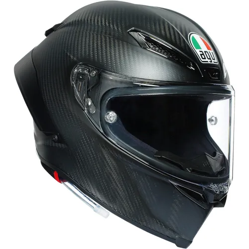 AGV Race Helm Pista GP RR Matt Carbon E2206 - Integralhelm aus leichtem Carbon, mit patentiertem Visierschlosssystem und Mikroöffnung für optimale Sicht und Sicherheit beim Motorradfahren.