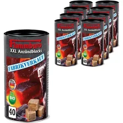 Ökologische XXL-Anzündblocks 9x40 Würfel - FLAMMBURO - Grillzubehör aus Naturholz und pflanzlichem Wachs für sicheres, geruchsarmes Anzünden. Extra große Würfel mit bis zu 8 Minuten Brenndauer!