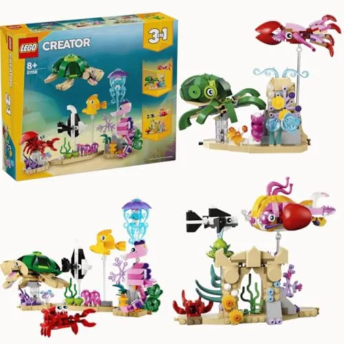 LEGO 31158 Meerestiere Set - Kreatives Steckbaustein-Set mit 421 Teilen für den Bau von faszinierenden Meerestieren. Ideal für kreative Kinder und Fans von Aquarien. Spaß und Lernmöglichkeiten in einem!